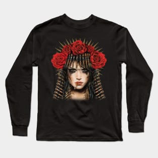 Girl red rose smoking Long Sleeve T-Shirt